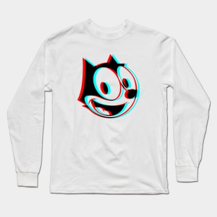 Retro 3D Glasses Style - Felix the Cat head Long Sleeve T-Shirt